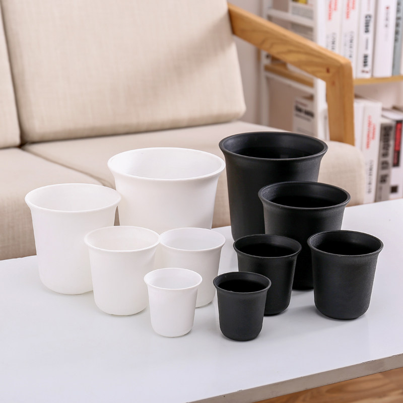 Black and white multi-meat pot clearing creative personality plastic small housemeat thickened round frosted high waist basin