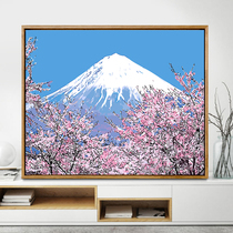 diy digital oil painting Japanese landscape filling living room decoration painting decompression hand graffiti digital painting under Mount Fuji