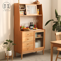 All solid wood dining side cabinet Nordic kitchenware storage cabinet Storage cabinet Household kitchen multi-function cupboard Tea cabinet Wine cabinet