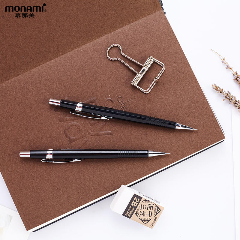 Münmiao flagship store South Korea monami straight press type active pencil chin head built-in eraser minimalist design learning drawing design tick-line scribe sketch using single-load MP-101