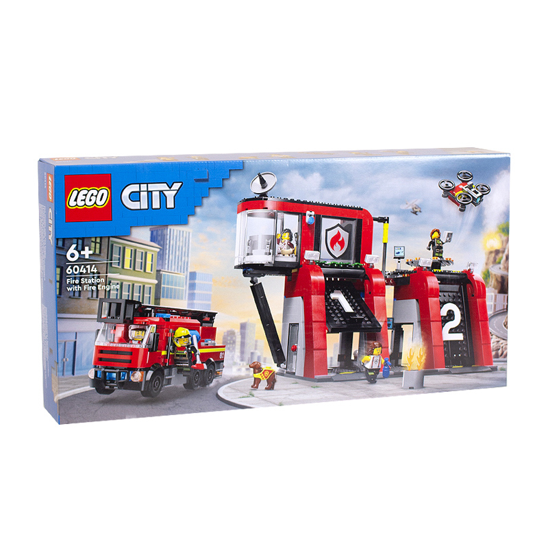 Lego City Series 60414 Fire Station Ladder Truck Children's Educational Assembly Toy Gift New Product