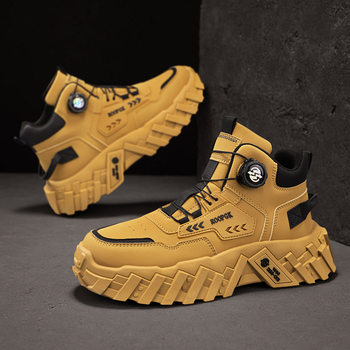 Men's shoes winter new high-top round-toe martin boots leather splicing fashionable british style versatile work wear sports boots for men