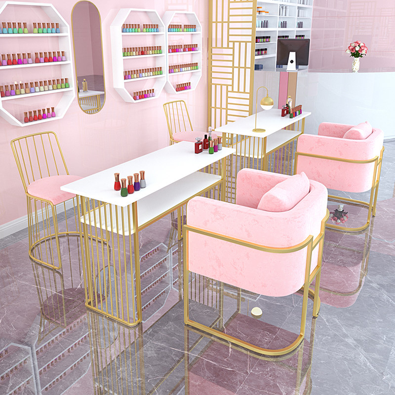 Nordic wind simply in double marble nail tables and chairs suit gold iron single double nail armor