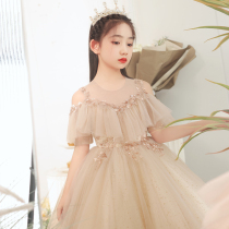 Childrens dress girl light luxury niche high-end flower girl wedding little girl princess dress host piano performance dress