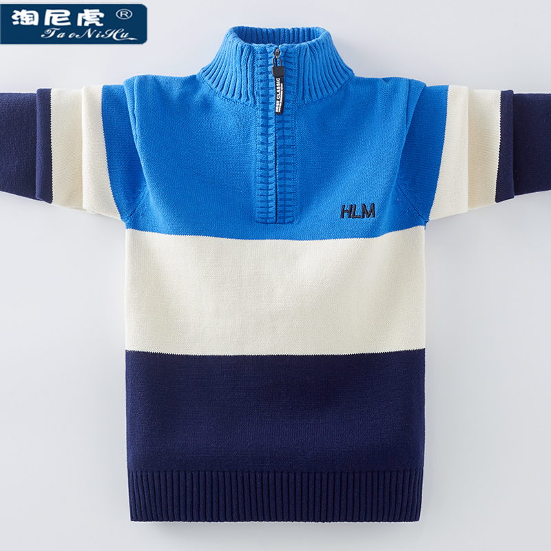 2020 autumn/winter boys' sweater turtleneck with plush and thickening children's big boys' knitwear boys' pullover trend