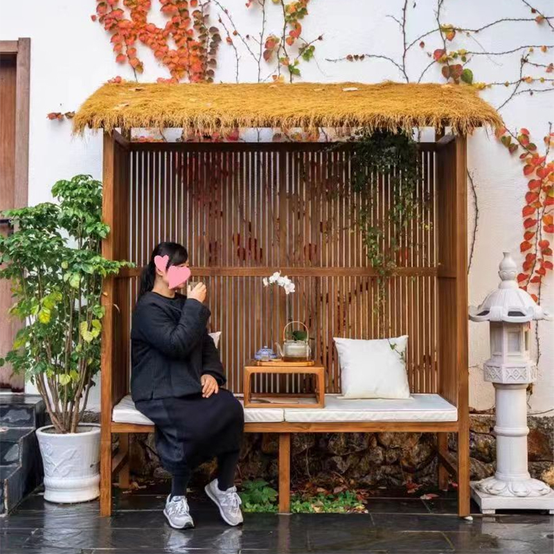 New Chinese-Style Courtyard Leisure Pavilion, Simple Four-Corner Pavilion, Trendy Wooden House, Tea Room, Wooden House, Outdoor Garden Pavilion