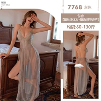 7768 серая красивая ночная рубашка