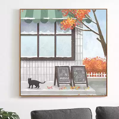 Cute cat animal diy digital oil painting hand-painted color painting children cartoon illustration fresh pastoral