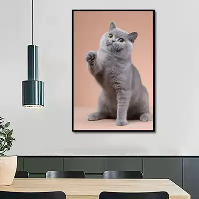 Cute pet cat Blue Cat diy digital oil painting hand-painted color painting animal pet photo real photo painting