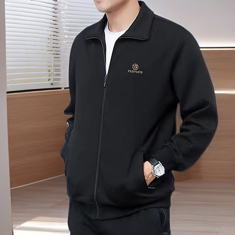 Plus-Size Men's Clothing 100-150kg Jacket for Big and Tall Guys 9XL Spring and Autumn Thin Black Stand-Up Collar Coat