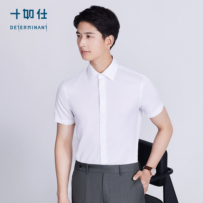 [Same Style as in Shopping Malls] Ten-Rushi Master Shirt Jacquard Short-Sleeve Shirt Non-Iron Shirt High Thread Count Business 501