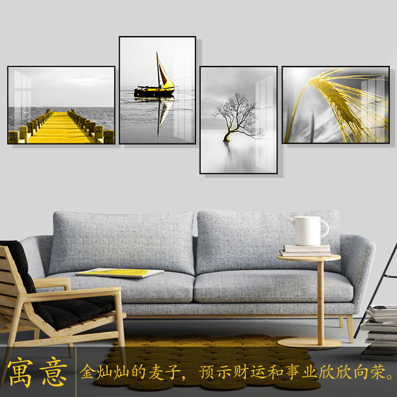 Living room sofa background wall decoration painting modern minimalist creative combination painting Nordic style atmosphere dining room mural