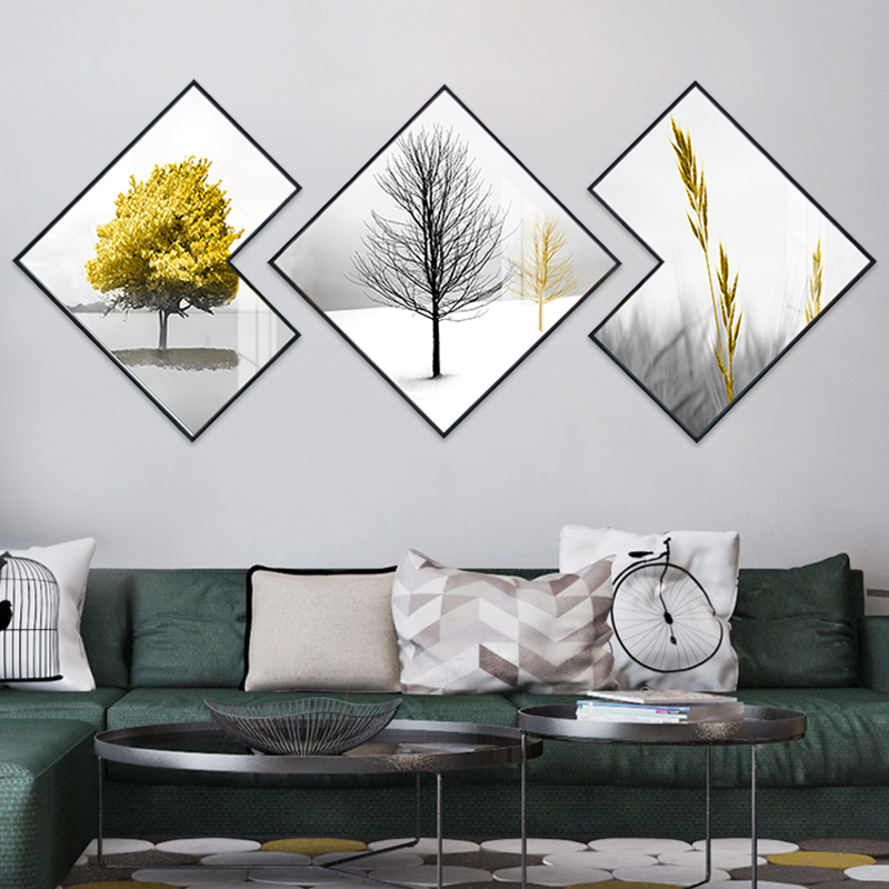 Nordic living room sofa background wall decoration painting modern minimal polygon corridor maskwork black and white