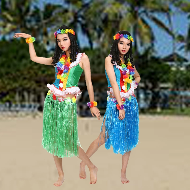 Đồ dùng dự tiệc Đạo cụ Nhiếp ảnh Hula Dance Cheerlead Halloween Hawaii Với Váy Hoa 60CM Bộ năm mảnh - Sản phẩm Đảng / Magic / Hiệu suất