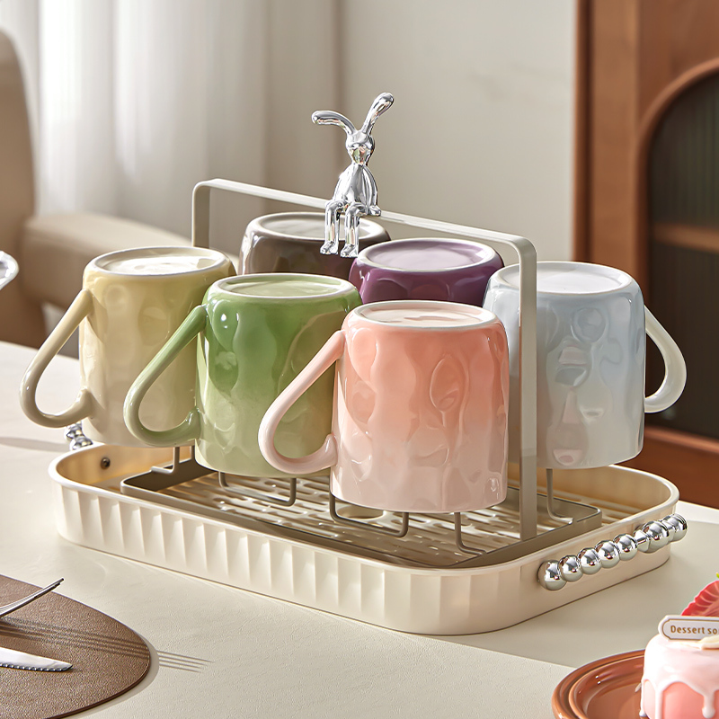 Yagang Ceramic Water Cup Set for Home Use in the Living Room, High-Temperature Resistant Cups, High Aesthetic Value, Suitable for Entertaining Guests, Drinking Water, Tea Cups, Mugs for Women