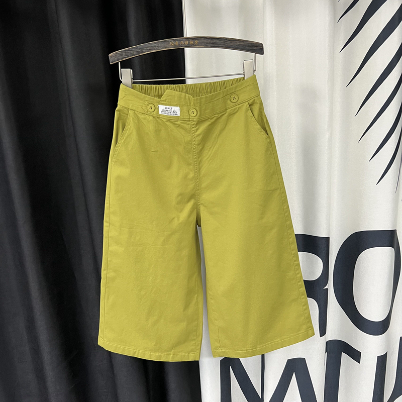 Women's Cropped Wide-Leg Pants, Spring/Summer Thin Style, 2026 New High-Waisted Straight-Leg Mid-Length Pants, Elastic Waist, Loose-Fitting Casual Pants