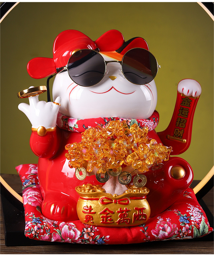 Lucky Cat Ornament Large Electric Shaker Cashier Home Store Opening Gift Ceramic Ornament Automatic Beckoning