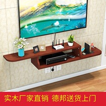 Solid wood set-top box shelf wall partition bedroom creative shelf modern minimalist wall-mounted TV cabinet