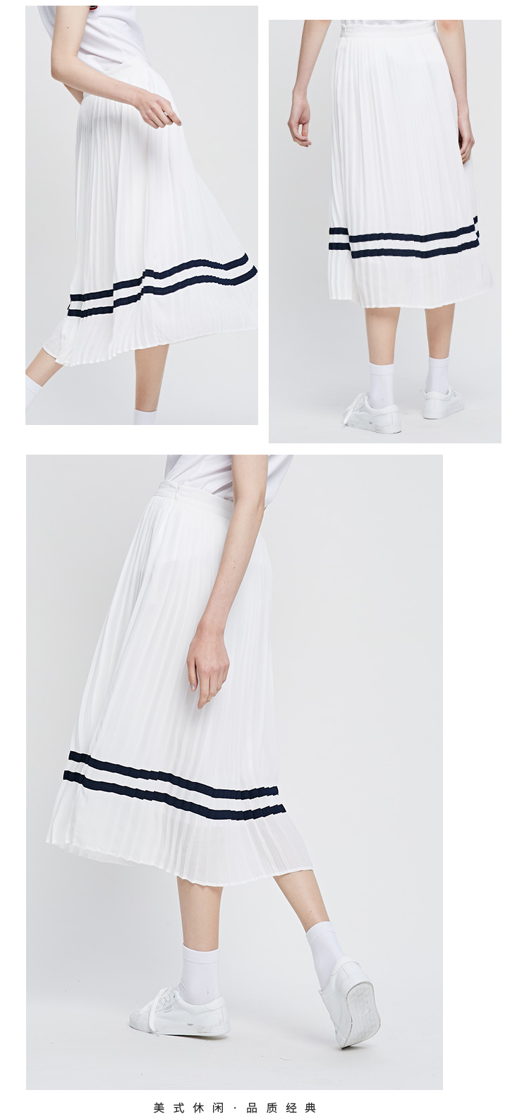 Polo sport mùa hè mới màu rắn váy xếp li 992274954 - Váy chân váy xòe xếp ly