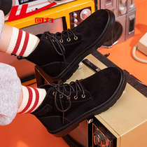 Huili womens shoes Martin boots female retro English autumn new versatile tide boots thick-soled anti-fleece boots