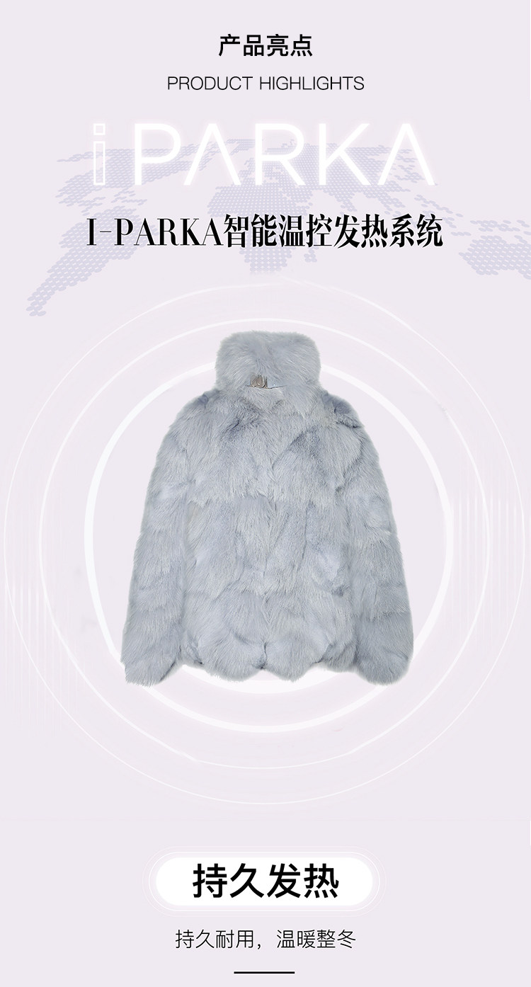 Ozlana 智能电发热 女士狐狸毛夹克 皮草外套 图3