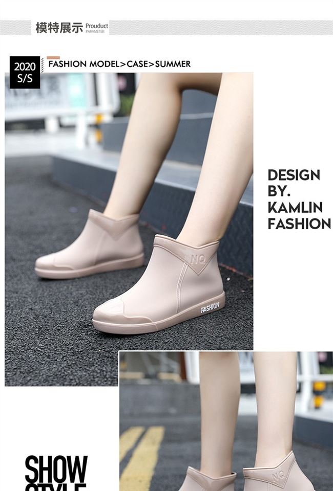 Giày đi mưa nữ phong cách thời trang mùa hè, khoác ngoài Hàn Quốc ống ngắn dễ thương người lớn ống giữa không thấm nước giày chống trượt nước Giày đi mưa hàn quốc - Rainshoes