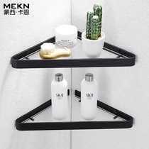 Black Nordic toilet storage shelf wall-mounted toilet three-layer storage corner frame bathroom glass shelf