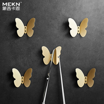 Total Copper Clothing Hook Bedrooms Wall Clothing Hat Rack Light Lavish Brass Wire Drawing Gold Butterfly Hooks Genguan Creative Single Hook