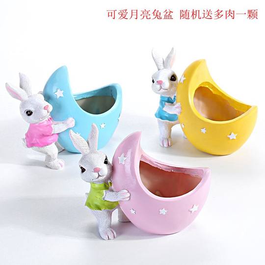 Cute cartoon big and small rabbit mascot bedroom home furnishings put keys sundries succulent flower pot gardening ornaments