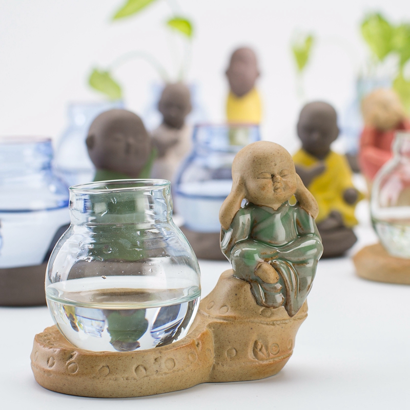 Hydroponic nonporous glassware grass cooper other lucky bamboo hyacinth young monk refers to flower pot ceramic wholesale