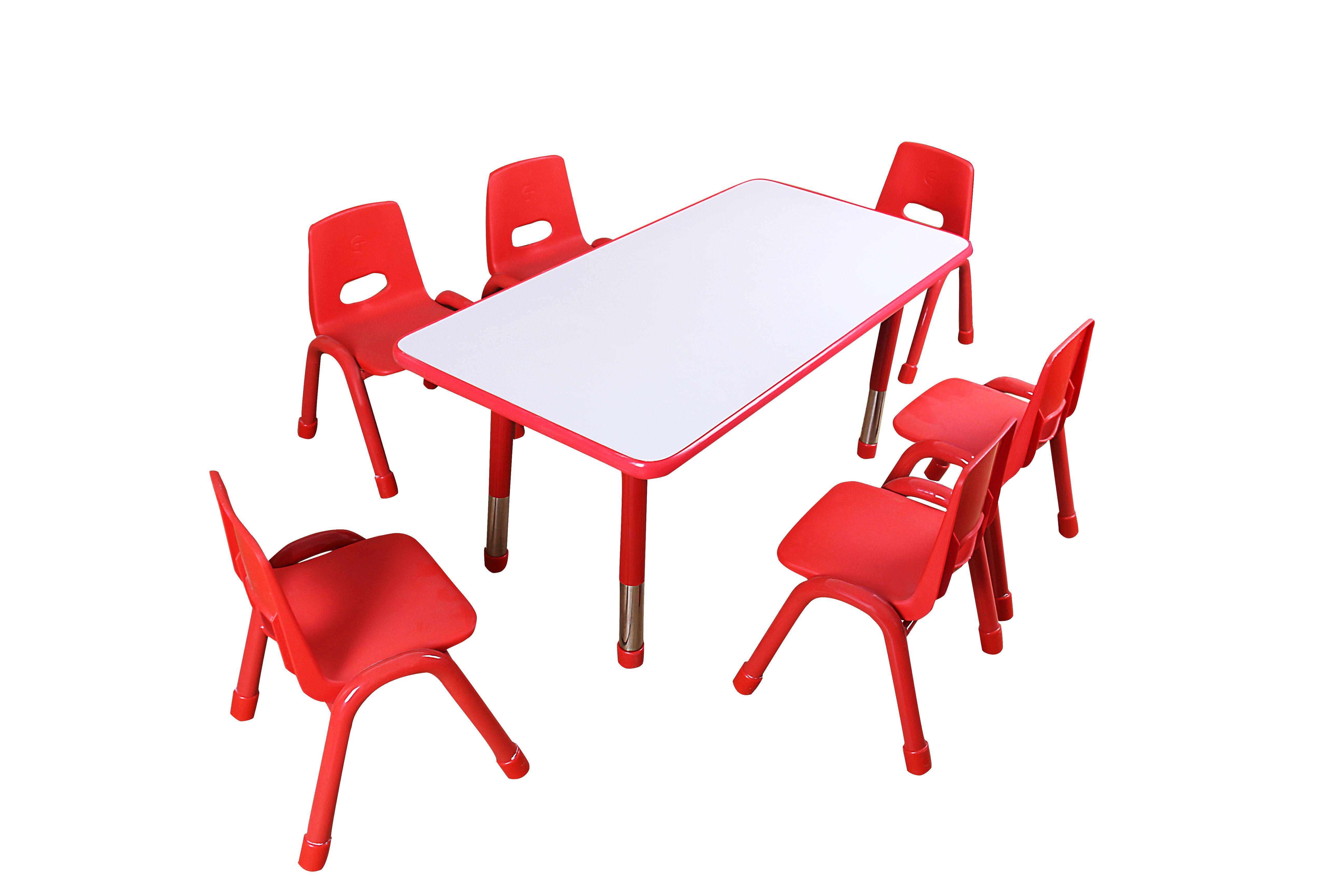 Tonggong kindergarten table and chair fireproof board rectangular table six-person table learning table children's straight edge lace lifting adjustment