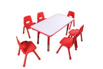 Tonggong kindergarten tables and chairs fireproof board rectangular table six-person table study table childrens straight edge lace lift adjustment
