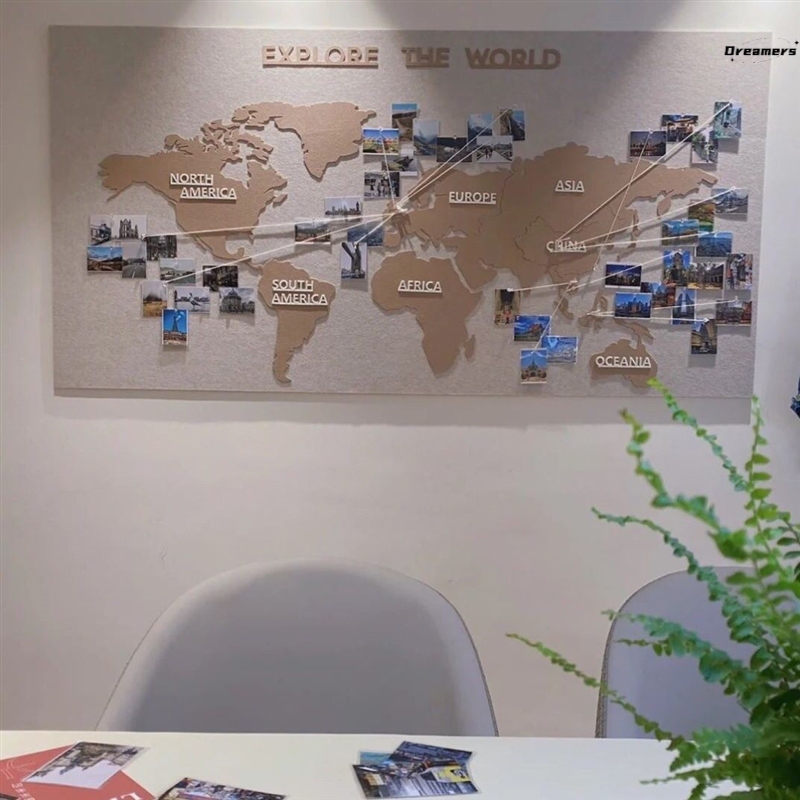 。 World Travel Trail China Map Photo Wall Footprint Marker Wall Decoration Sticker Background Painting Modern Simple