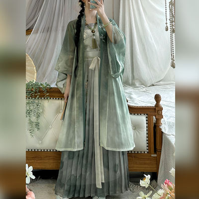 Cao Zhou Prefecture Original [Mu Xia] Song-style Hanfu for Women, a New Chinese-style daily Spring and summer dress with a waist-length pleated skirt from Gan Temple