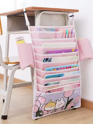 Oxford cloth thickened desk student hanging book bag desk desk storage bag hanging bag book sorting artifact high school junior high school student put book desktop bookshelf multi-function large capacity Book hanging bag