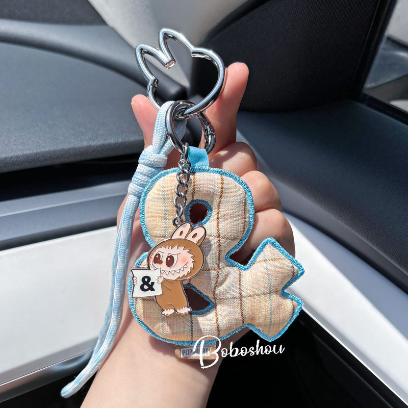 Bubble Mart Labubu Letter Keychain Ring Chain Rope Couple Best Friend Small Pendant Gift for Girls