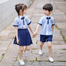 Kindergarten garden clothes summer clothes primary school school uniforms short-sleeved British college style childrens class clothes graduation photo clothing