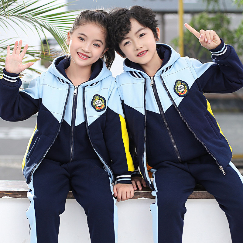 Kindergarten Garden Clothing Autumn Winter Dress Plus Suede Thickened Three Sets Sportswear Elementary School Kids Class Cotton School Uniform Winter Suit