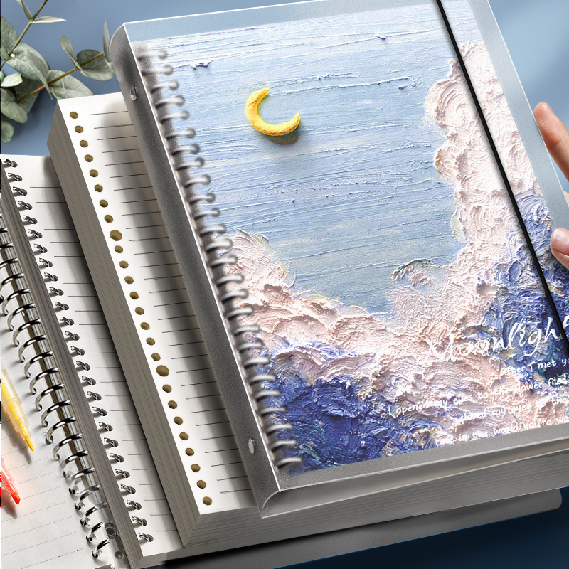 B5 Oil Painting Loose-leaf Book Detachable Fresh Notebook brief ins Joins Wind Cornell Softshell College students Cornell notepad a5 loose-leaf housing Grid This large capacity Student uses loose-leaf paper