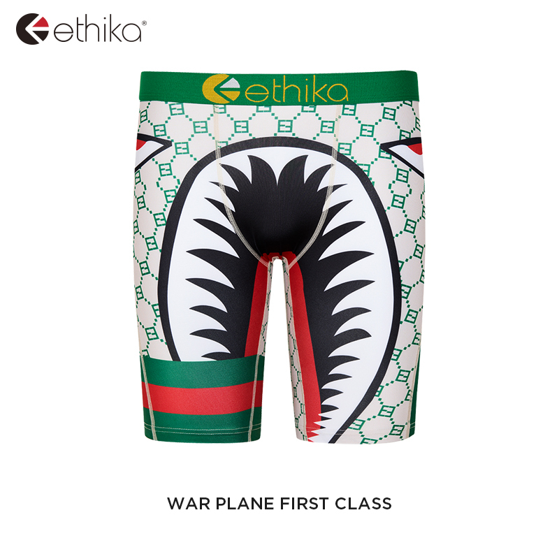 Ethika American-Style Shark Print Men's Underwear, Boys' Sports Boxer Briefs, Breathable, Quick-Drying, Trendy Brand