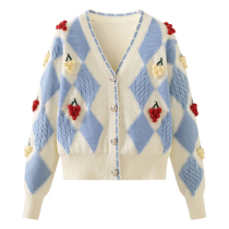 MENTMAR magniti knit cardiovert jacket spring autumn new v collar long sleeve loose colour outside wearing sweater jacket woman