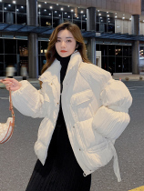 MENTMAR short down-down clothes woman small sub pure color loose upright collar thickened white duck suede winter ladies jacket