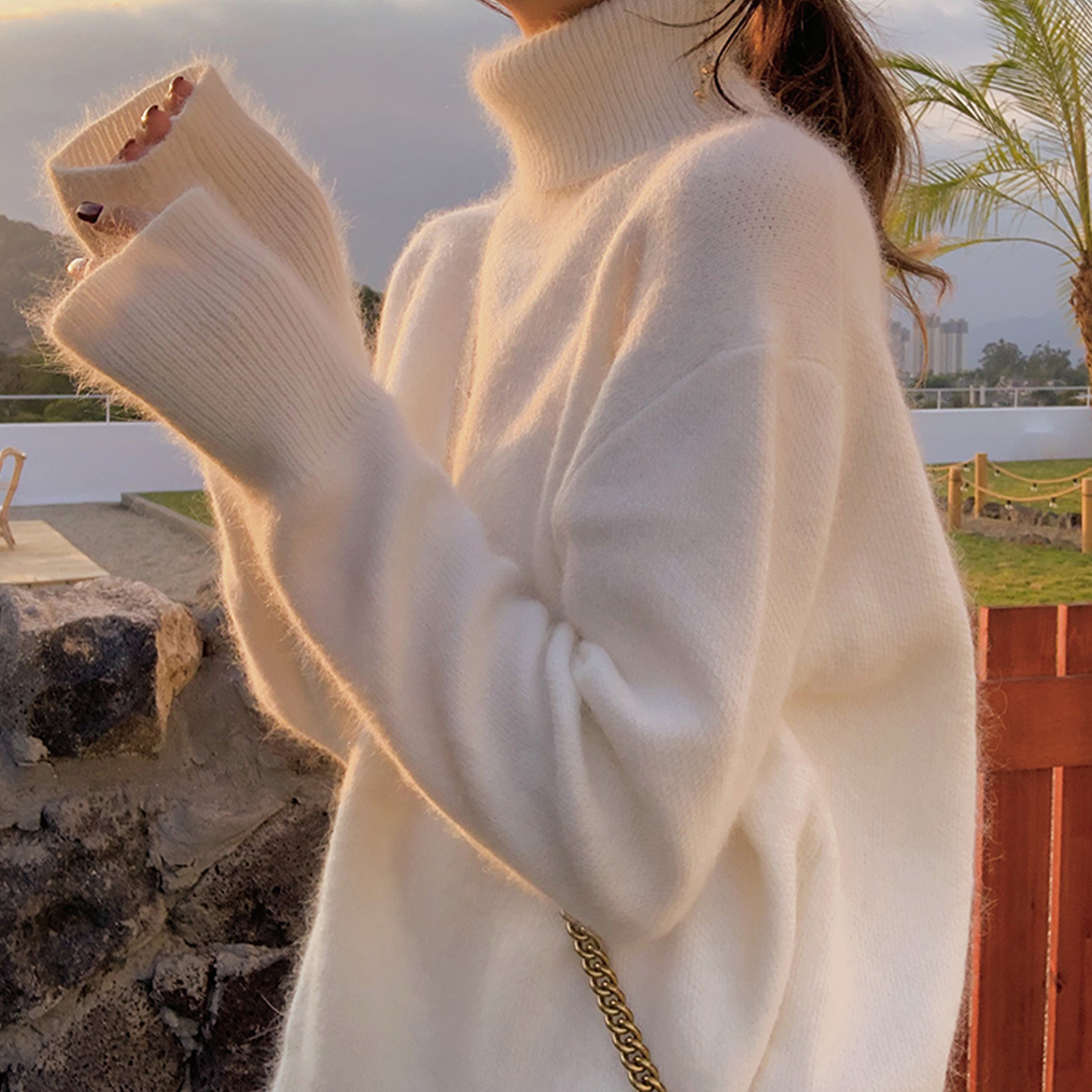 METMAR Lazy Wind Turtleneck Sweater Women's Loose 2021 Warm Winter Soft Waxy Pullover Knit Jacket