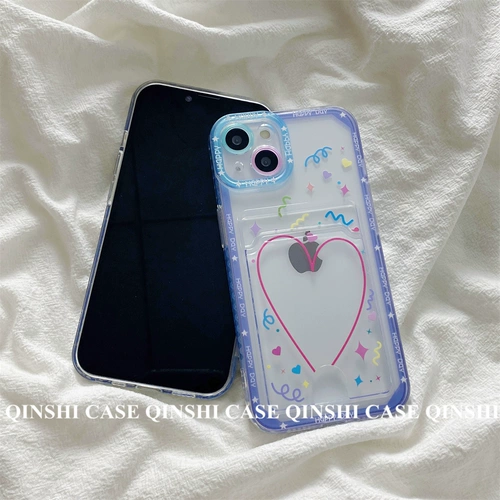 勤仕 Apple, брендовый совместимый чехол для телефона, милый iPhone 14 для влюбленных, прозрачная фотография, картхолдер, iPhone13 Pro, силиконовый защитный чехол, iphone, новая коллекция, «сделай сам», 11promax