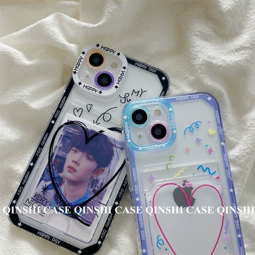 勤仕 Apple, брендовый совместимый чехол для телефона, милый iPhone 14 для влюбленных, прозрачная фотография, картхолдер, iPhone13 Pro, силиконовый защитный чехол, iphone, новая коллекция, «сделай сам», 11promax