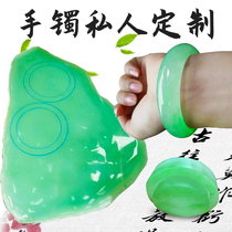 Sheng Yunlongteng Myanmar pure natural jade original stone jade bracelet semi-bright material apple green color sheet material customization