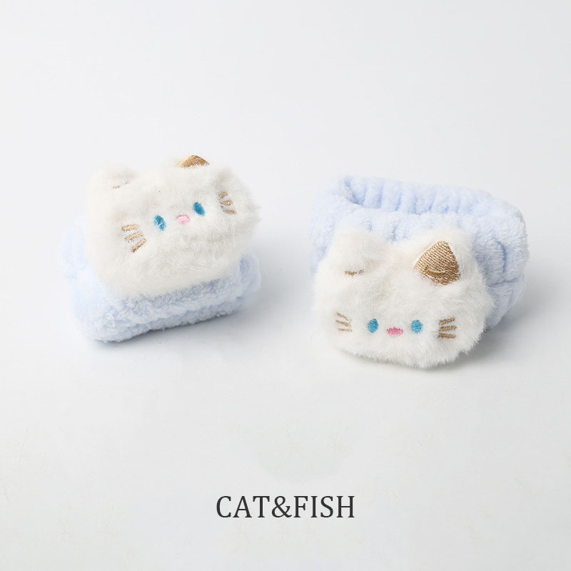 Cute Little Animal Cat Hair Band for Washing Face, Anti-Moisture Wristband for Washing and Drying, Sweat-Absorbing Wristband for Sports, Wristband for Women