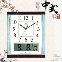 Perennial calendar wall clock living room modern Chinese silent calendar electronic quartz clock home atmospheric clock