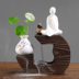 Nguyên Đán Zen văn phòng màu xanh lá cây trang trí cây phòng khách bàn nhà Trung Quốc gốm Xuanguan trang trí cây trồng trong chậu. 