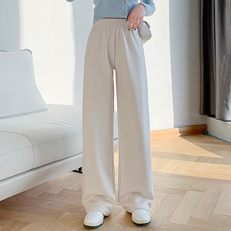 垂感休闲灯芯绒直筒针织阔腿裤女
